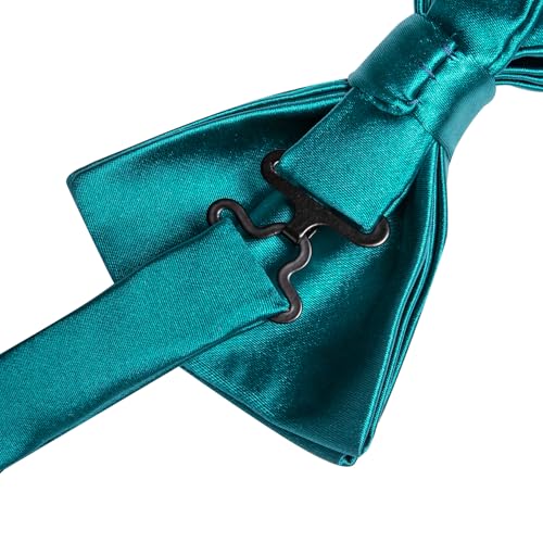 Image of Solid Color Bow Ties for Men Silk Pre-tied Tuxedo Bowtie Set 4PCS