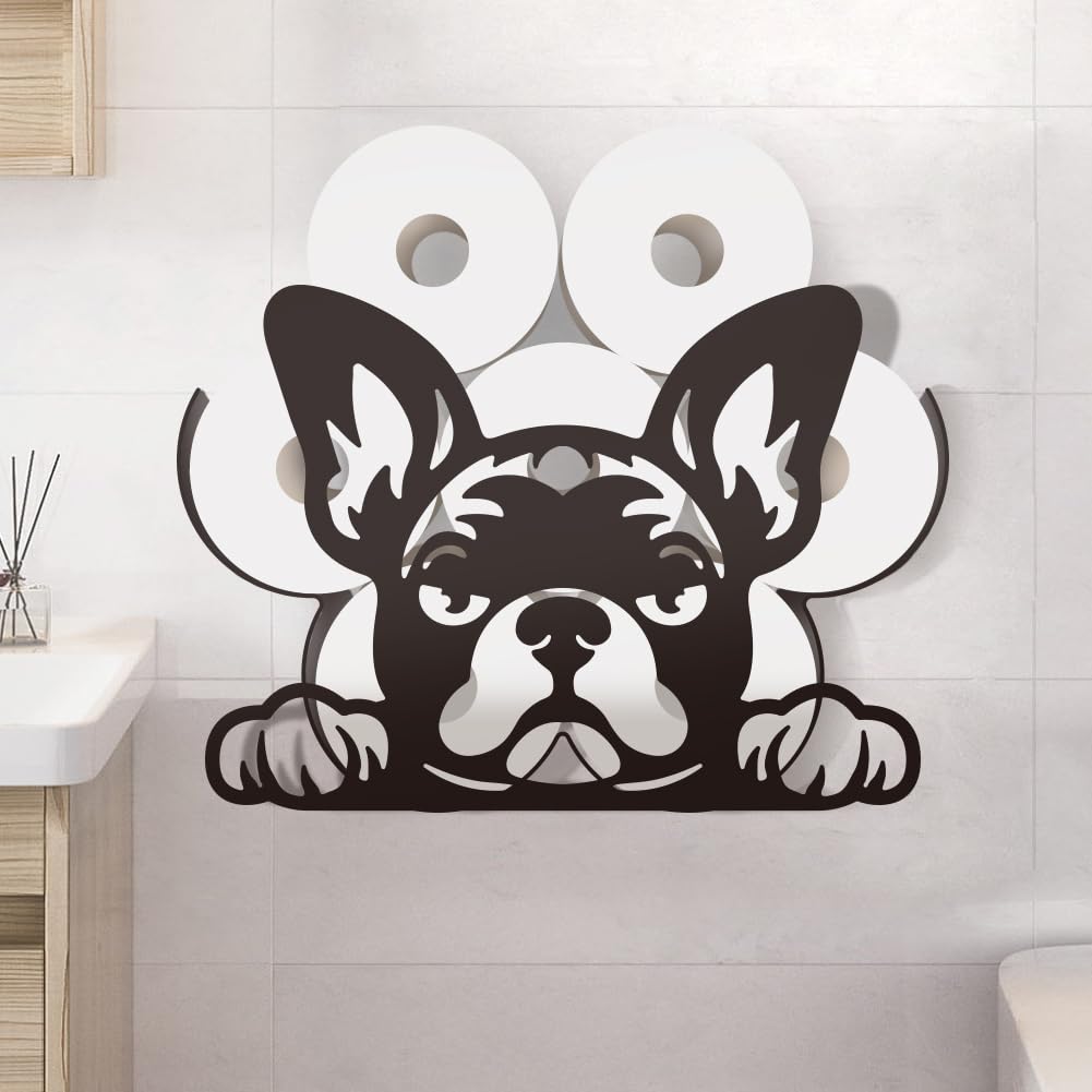 Support Dévidoir Papier Toilette Bouledogue Original Idée Cadeau Déco