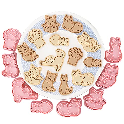 Moldes Galletas Gato, 8 Piezas Cortador Galletas Plástico, Cortador Galletas Niños, 3D Cortadores Galletas Dibujos Animados, Fondant Cortadores Galletas, Cookie Cutter, Formas Galletas Para Pastelería