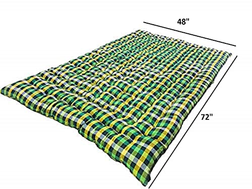 Image of ATOOTFUSION Soft Cotton Quilt Foldable Mattress | Lightweight Firm Multicoloured Gadda | 72x48 Inches | 2 Sleeping Capacity Deewan Size
