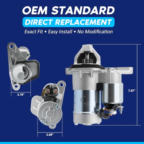 Image of 17982 New Starter Motor Fit for 2007-2019 Nissan Sentra 2.0L 1.8L 1.6L, 07-12 Nissan Versa 1.8, 11-17 Juke, 09-14 Cube,13-21 NV200, 15-18 Chevrolet City Express 2.0L L4, Replace# 19317693, S114-955A