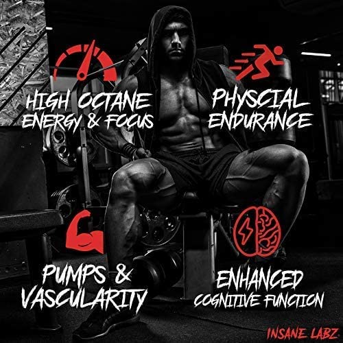 Image of Insane Labz Psychotic, High Stimulant Pre Workout Powder, Extreme Lasting Energy, Focus and Endurance with Beta Alanine, Creatine Monohydrate, DMAE, 60 Srvgs, Grape