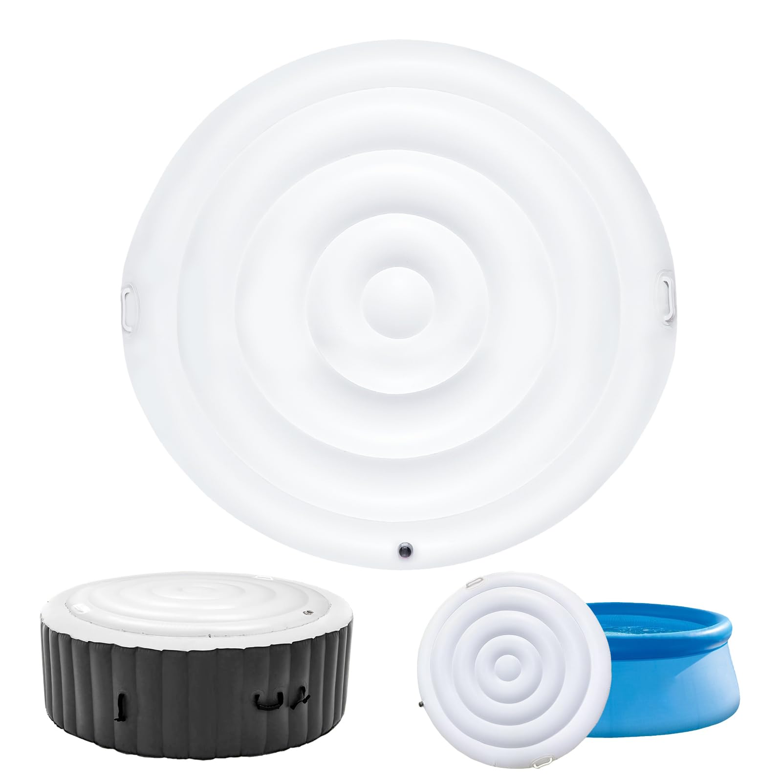 Runde Whirl-poolabdeckung, Aufblasbare Badewannenabdeckung Mit Griffen, Premium Energiesparende Whirl-Pooldeckel, Universelle Aufblasbare Whirlpool-Abdeckung (Runde-135CM)