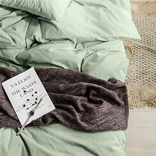 Etdiffe Sage Green Duvet Cover Queen Size, Soft Farmhouse Bedding Comforter Cover Set 3 Pieces With Zipper Closure, 1 Lightweight Microfiber Duvet Cover 90X90 Inches And 2 Pillow Shams For Women Men #TOP3