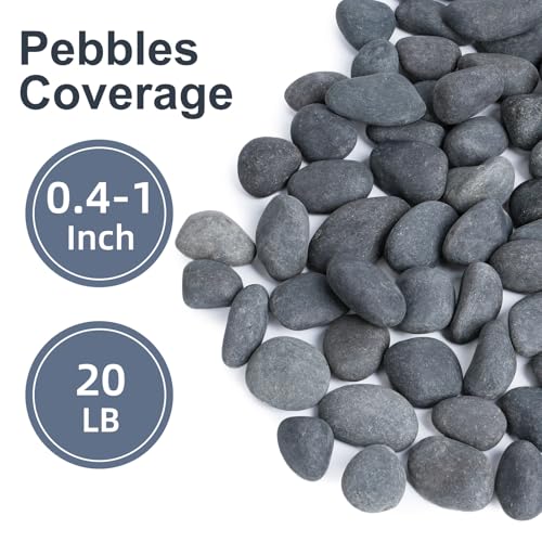 Image of Pulovin 20 lbs River Rocks for Landscaping, 0.4-1 inch Natural Rocks for Aquarium, Fish Tank, Decorative Garden Stones for Plants, Flower Pots, Vase, Walkways