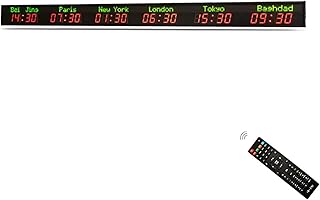 Digital Multiple Time Zones Clock, 6 City World Clock, 5-Level Brightness Adjustment, Calibrated Automatically, Daylight Saving Time Function, for Hotels, Multinational Enterprises