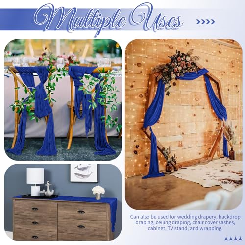 8 Pack Royal Blue Table Runners 10FT Cheesecloth Table Runner Boho Gauze Table Runner Long Rustic Sheer Fabric Table Runners for Wedding Party Bridal Shower Farmhouse & Home Decor by Lumaycens - Used condition - Image 4