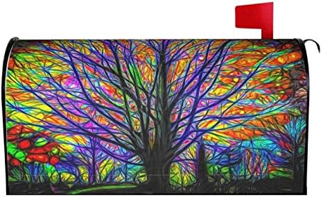 Rainbow Tree of Life Colorful Forest Tree Magnetic Mailbox Covers, Mail Wraps Garden Yard Home Decor for Outdoor Standard Size 21" Lx 18" W