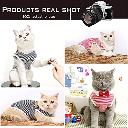 Caisang Classic Dog Shirt 2 Pack Striped T-Shirt Puppy Clothes For Small Dogs Boy, Stretchy Summer Shirts Cotton Cat Vest Doggy Tee Tank Top Apparel For Small Medium Pet Kitten Outfits Costume S #TOP5