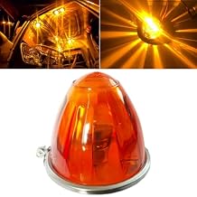 1 Pack Glass Side Marker Turn Signal Watermelon Lights Amber Lens Amber LED Side Marker Turn Signal Lights with Bezel Replacement for Kenworth Peterbilt Freightliner Trucks
