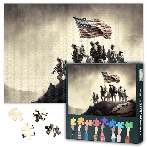 1000 Pieces Puzzles for Adult Jigsaw Puzzle Photograph of Flag Raising on Iwo Jima Puzzle Gift for Mom Dad Family Friend Family Activity Games Home Decor Wall Art Finished Size is 27.5"x19.6"