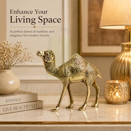 Image of Brass Design Camel Statue | Weight - 780 G Approx | 7 Inch Approx |Brass Idol | Camel Statue for Vastu | Showpeice for Home | Vastu Remedy | (Zonal Placement-W,WNW)