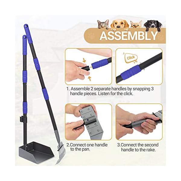 Heeyoo Dog Pooper Scooper, Dog Poop Tray and Rake Set, Pet Waste Removal Scoop with Long Adjustable Sectional Stainless Handles Heeyoo Dog Pooper Scooper, Dog Poop Tray and Rake Set, Pet Waste Removal Scoop with Long Adjustable Sectional Stainless Handles