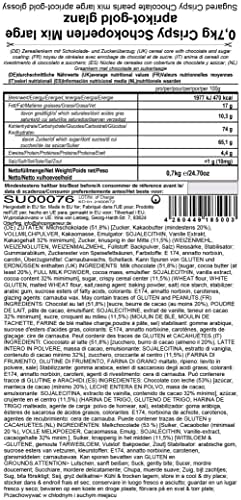 EinsSein Crispy czekoladowe perły 0,7 kg, mieszanka morelowo-złota, błyszczące, ok. 1,8 cm, duże czekoladowe kule na wesele, chrzest, komunię, drażetki czekoladowe, migdały weselne, Candy Bar, Nikah