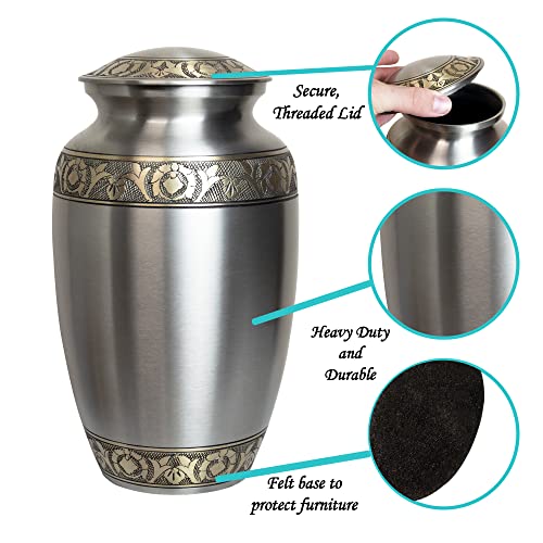 Customized Platinum And Gold Funeral Cremation Urn, Adult Size With Personalization #TOP3