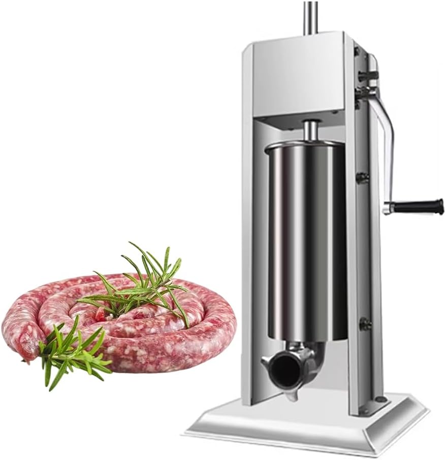 Vertical Manual Sausage Stuffer, 2-7L Stainless Steel Heavy-Duty Meat Stuffer, Dual-Speed Sausage Making Machine, with 4 Stuffing Tubes, Household Sausage Stuffer Set,3l