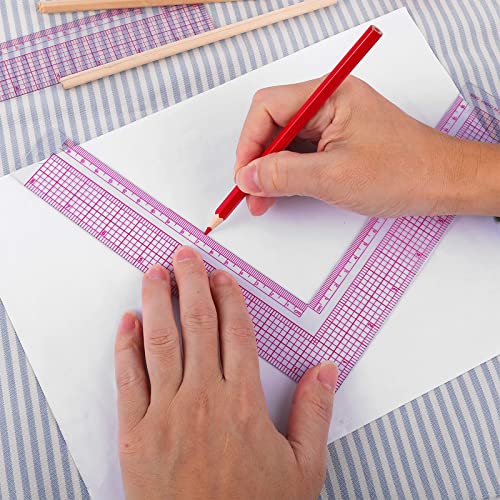 Miniatura 5 de Ouligay Regla Cuadrada L De 90 Grados, Regla De Forma Cuadrada De L De 90 Grados, Curva De Costura, Dibujo De Costura, Herramienta De Medición De Habilidad, Regla Profesional De Sastre