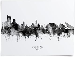 Valencia Spain Skyline art print poster, unframed -11694
