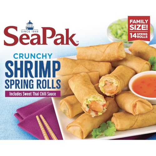 SeaPak Frozen Meals - Shrimp Spring Rolls with Sweet Chili Sauce, Easy to Bake Frozen Appetizers for...