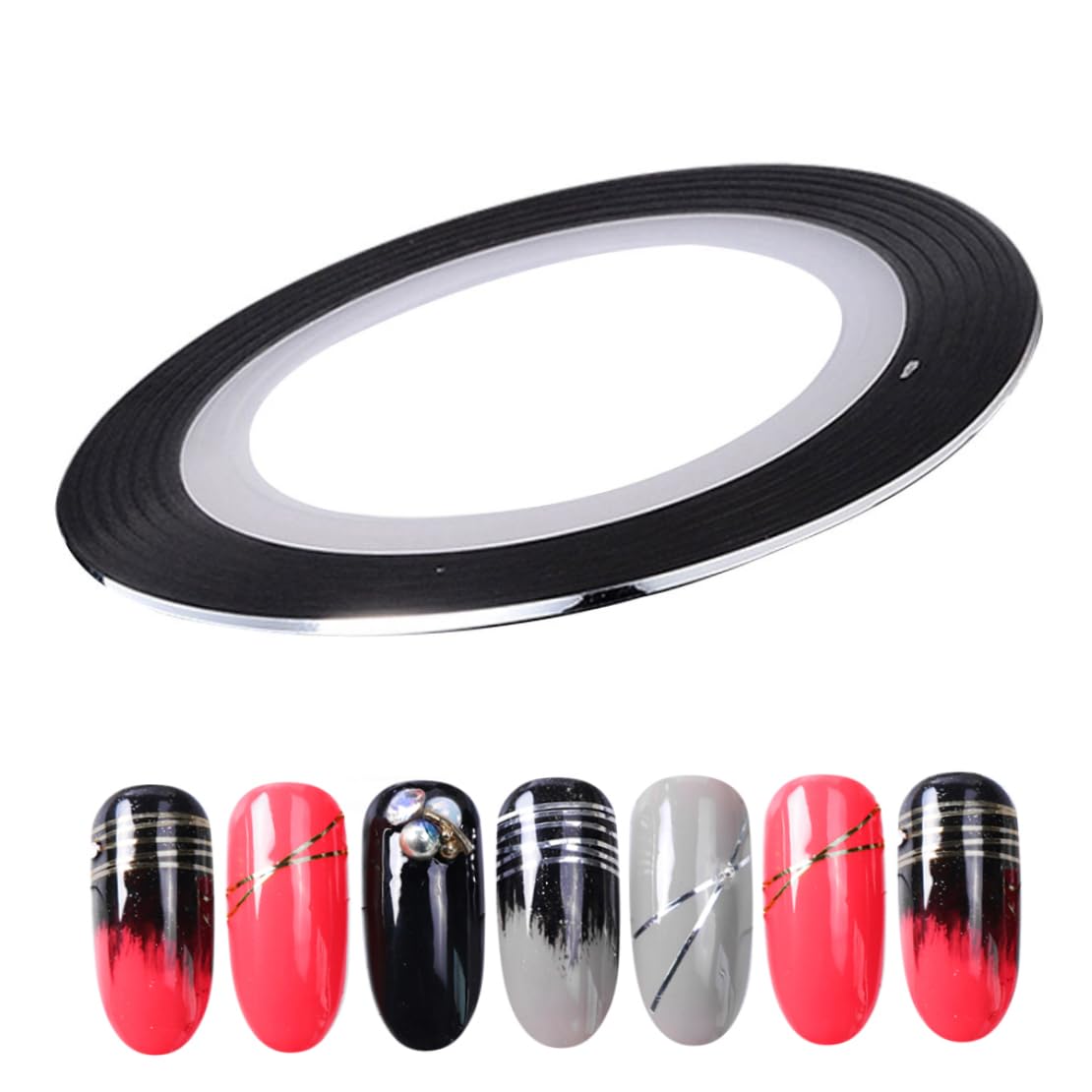 Ruban à rayures à ongles, autocollant à ongles adhésif de 20 m, autocollant des bandes d'art, décoration de ligne de nail art pour pointes de ongles bricolage (ruban)
