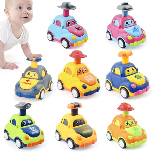 soi-meme 8 Pack Press and Go Car Toys for Toddlers