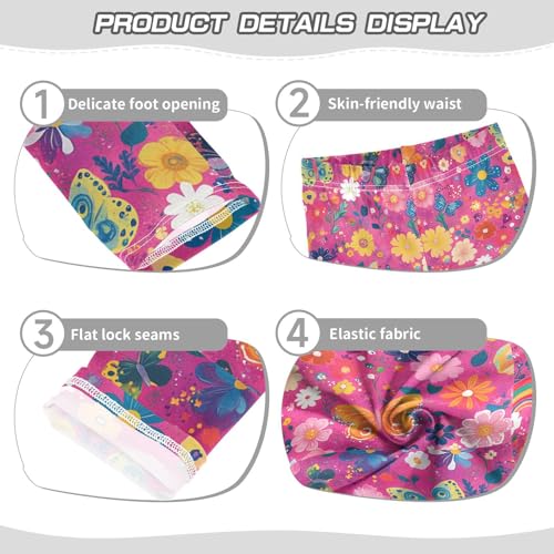 Butterfly Rainbows Flower Girls Leggings Kids Yoga Pants Dance Active Tights 4T3