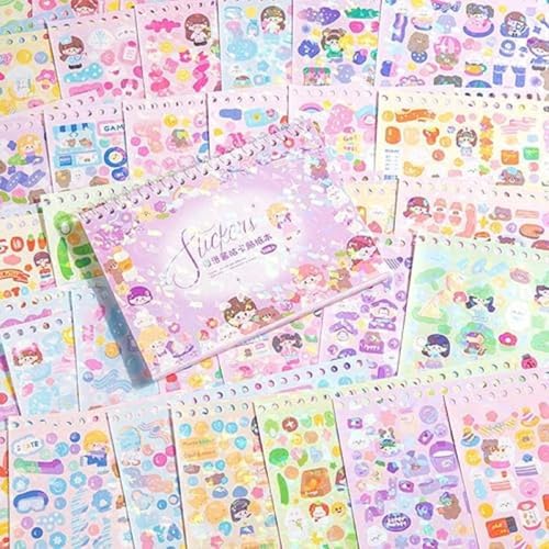 Image of FAMOUS QUALITY Kawaii Stickers Book - 50 Sheets /4000 Stickers, Cartoon Theme Sticker for Girls, Cute Washi Sticker for Project, Japanese Style Decorative Sticker, Self-Adhesive (Maruko & Friends)
