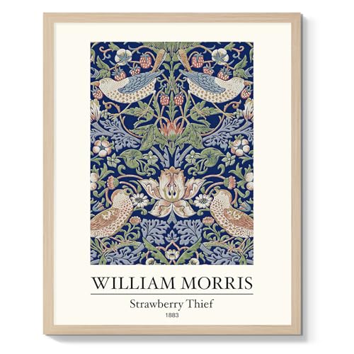William Morris Wall Art Prints, Famous Artist Canvas Print Picture, Eclectic Aesthetic Vintage Decor,Strawberry Thief Artwork Home Decor Framed, 12 * 16 Inch