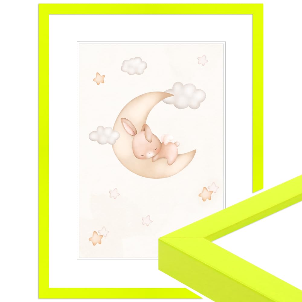 Wandstyle Boys Neon Yellow H950 Children's Room Picture Frame Din A4 21 X 29.7 Cm Poster Frame Made In Germany Ideal For Certificates