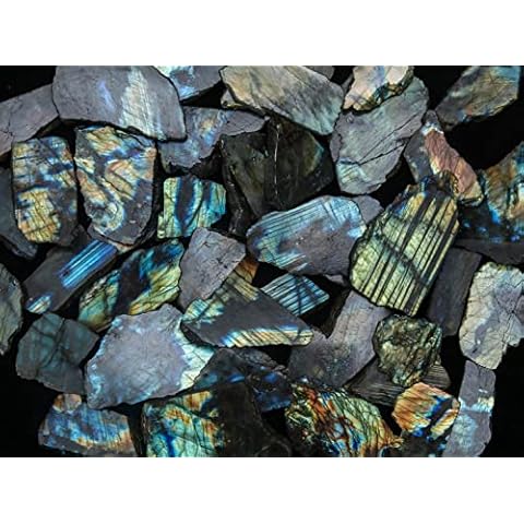 ZAICUS 1lb Labradorite Bulk Polished Slice Natural Stone Raw Gemstone for DIY Jewelry Making Healing Crystal Chakra Balancing Good Luck Spiritual Gift Home Decorations Cover