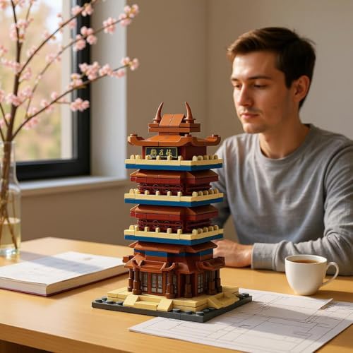 Image of SKY LINE OCEAN Kids Ocean Chinese Architecture Series || Guanque Tower Building Blocks Set || 146 Pcs || Compatible with Major Brick Brands || (5 Year Structural Warranty)
