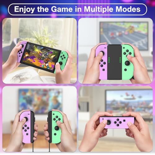 Image of CIMENNTU Switch Controller for Nintendo Switch Controller, Switch Controller Replacement Accessories with Double Vibration /Wake-Up /Motion Control /Screenshot（Purple&Green）