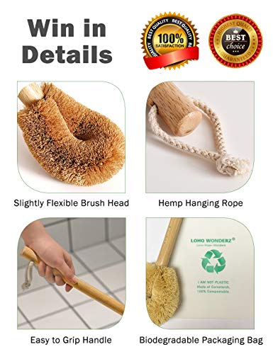Updated Modern Version Toilet Bowl Brush, Natural Coconut Fiber Brush Head And Beechwood Handle For Bathroom Toilet - Sturdy, Deep Cleaning, Eco-Friendly, Toilet Cleaning Brush With Hanging Hook #TOP2