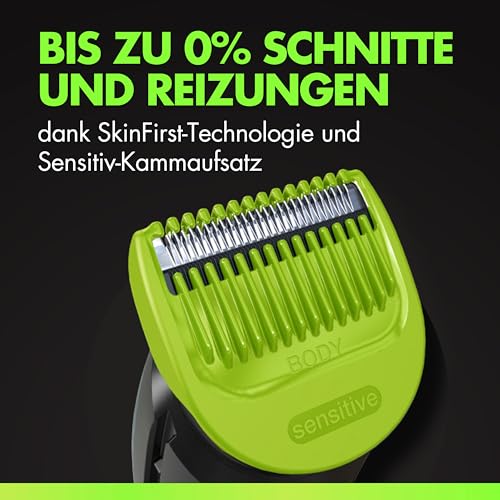 GilletteLabs i5 Body + Intimate Trimmer Herren mit SkinFirst-Technologie — Intimrasierer Mann für Körper & Intimbereich, Wasserdichte — Schwarz/Grün 4