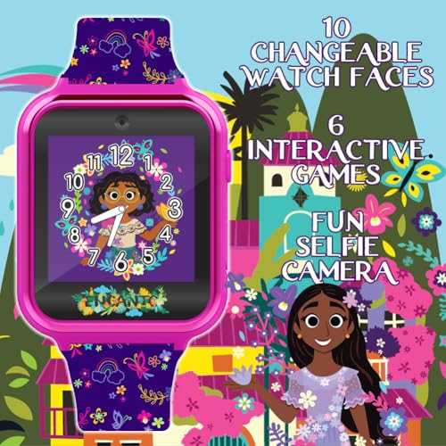 Disney Encanto Kids Smartwatch – Interactive Touchscreen with Games, Camera, Calculator & Fitness Tracker – 10 Watch Faces & Wallpapers – Adjustable Fit for Wrist Sizes 5.5"-8"4