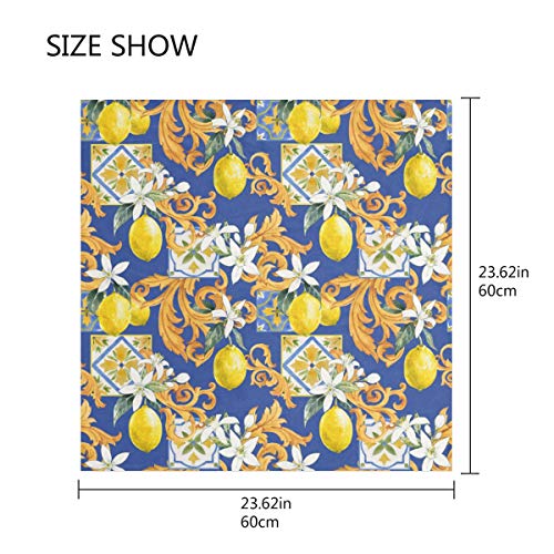 ALAZA White Flowers of Lemon and Fruit in Sicilian Style Square Scarf Polyester Lightweight Fashion Elegant Head Neck Scarf Kerchief for Women Girls2