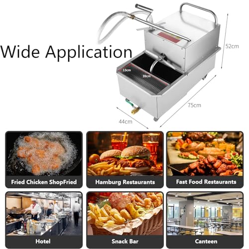 GESAIDES Fritteusen-Filtermaschine, 65 l, Mobiler Fritteusen-Ölfilterwagen mit 30 l/min Ölfiltrationsgeschwindigkeit, Kommerzielles Ölfiltersystem für Restaurants und Supermärkte – Bild 6