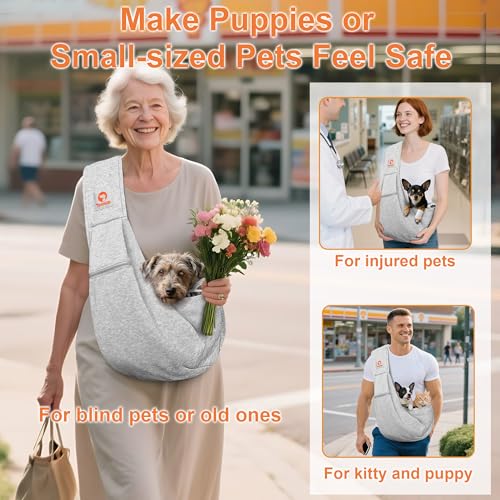 Image of Tomkas Dog Sling Carrier for Small Dogs pet Slings with Extra Pocket Storage Sling with Storage Pocket