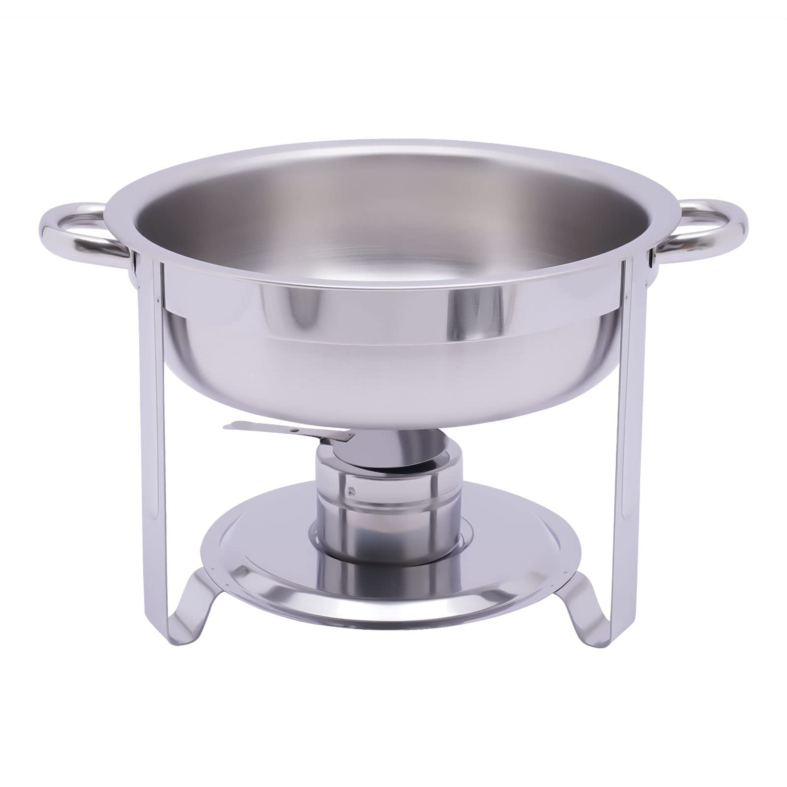 Chafing Dish, scaldavivande rotondo in acciaio inox, 5 litri, per buffet catering gastro e feste