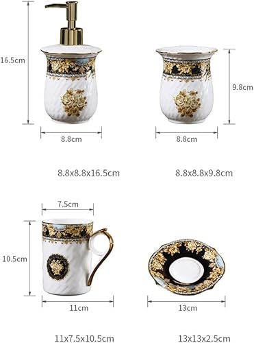 Miniatura 2 de Decoración de baño de tocador, juego de accesorios de baño de lujo ligero, 5 piezas, accesorios de baño de cerámica, estilo retro europeo, juego de