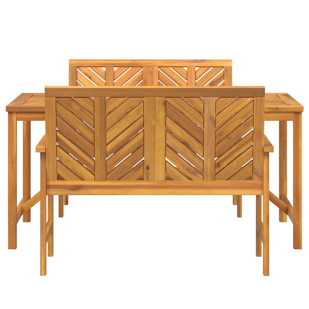 Set da pranzo da giardino in legno di acacia massiccio, marrone, 3 pezzi, con robusto tavolo da pranzo e panca da giardino, oliato, rettangolare, ideale per terrazza, balcone, esterno, facile