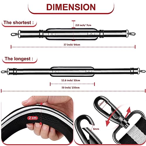 Image of ZINZ Shoulder Strap 59 Inch Universal Bag Strap with Ultra-thick Fixed Breathable Pad Adjustable Heavy-duty Shoulder Strap for Laptop Crossbody Gym Camera Bag and more - Stripe-BWB