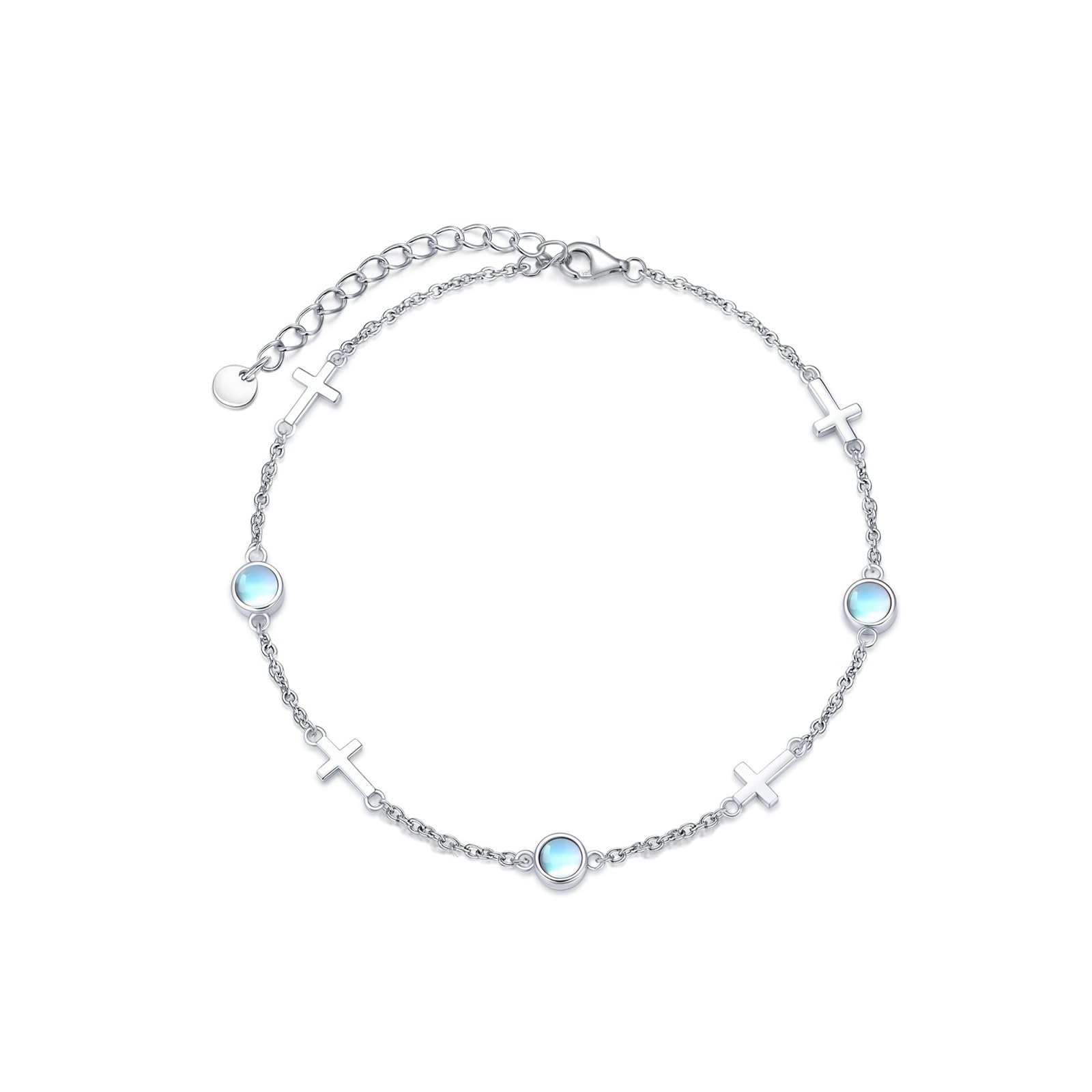 Dorunmo Ankle Bracelet for Women 925 Sterling Silver Natural Stone Bracelet Anklet Summer Beach Jewelry Birthday Gifts for Mom