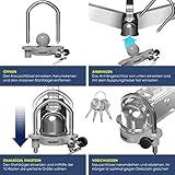 MASKO® Anhängerschloss für gängige Anhängerkupplung einfache Montage Diebstahlschutz Diebstahl Anhänger Sicherung 4 Schlüssel extra sicher Kreuzschloss, Inkl. Deckelschutz, Grau - 3