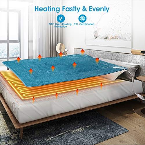 Homech Electric Heated Blankets, Electric Throws with Double-Layer Flannel, 10 Heating Levels, 3 Hours Auto-Off, Fast Heat & ETL Certification, Home Office Use & Machine Washable, 50" x 60"