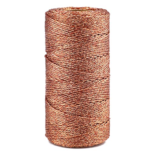 jijAcraft 100M Rose Gold String, Rose Gold Thread Twist Ties Gold Rose Metallic Twine String Jewelry Craft Cord