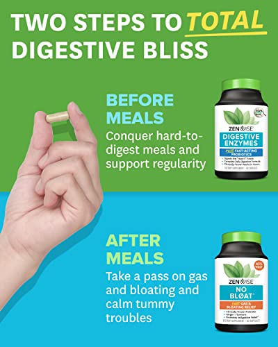 Zenwise Health Digestive Bliss Capsule Bundle - Digestive Enzymes, No Bloat, And Travel Size Tin #TOP2