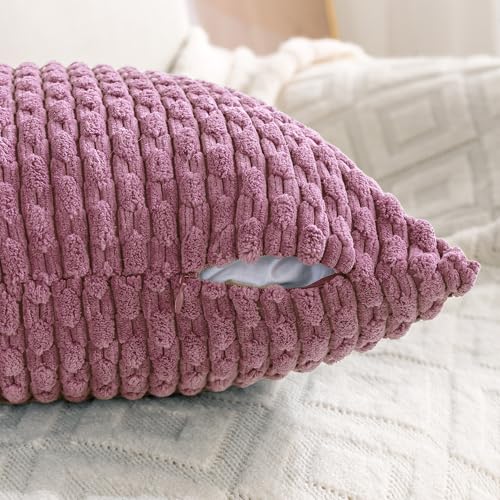 Set of 4 Pink Decorative Throw Pillow Covers 20x20 Inch Corduroy Pillow Covers for Bed Couch Sofa Living Room Soft Square Cushion Cases
