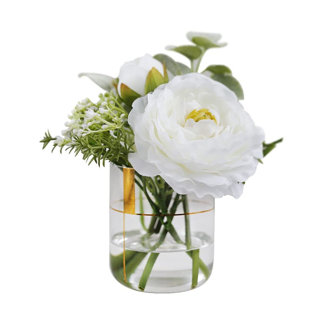 MYUYEE Artificial Flowers Mini Fake Flowers Realistic Artificial Flower Bouquet Dining Table Study Bathroom Decoration Fake Water Glass Vase Decoration Flowers Arrangement Bouqu(A)