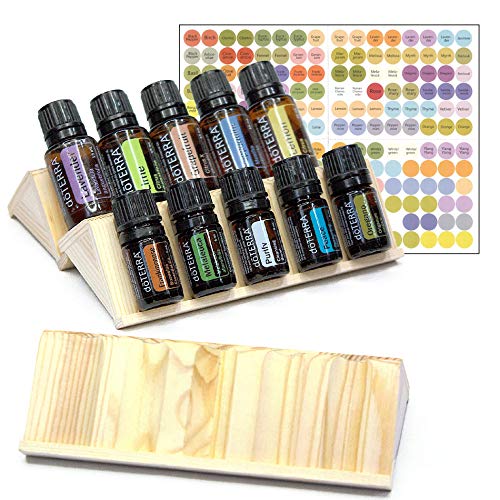 Essential Oils Storage Set - 3pc Wooden Display Racks that Holds 15 Oil Bottles (5mL - 30mL) - Expandable Holders for Organizing & Storing Oils